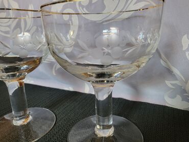 Čaše: Case kristal,rucni rad,gravura za dvoje 0,5 L,univerzalne iz 70ih — 6