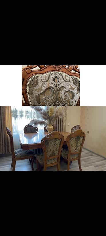 Для гостиной, Б/у, Прямоугольный стол, 6 стульев at lalafo.az Для гостиной, Б/у, Прямоугольный стол, 6 стульев