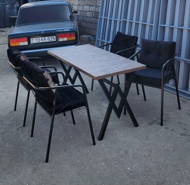 Masa və oturacaq dəstləri: Qonaq otağı üçün, Yeni, Açılmayan, Kvadrat masa, 4 stul — 11