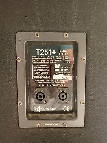 basavik dinamik: Electro‑Voice T251+ səhnə akustikası – - İstehsal: ABŞ (Made in — 2