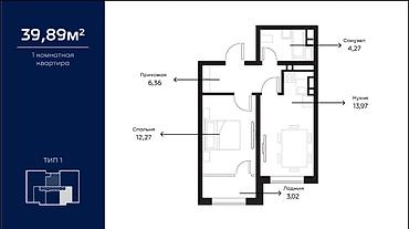 Продажа квартир: 1 комната, 39 м², Южная Магистраль Элитка, 11 этаж, Евроремонт — 2