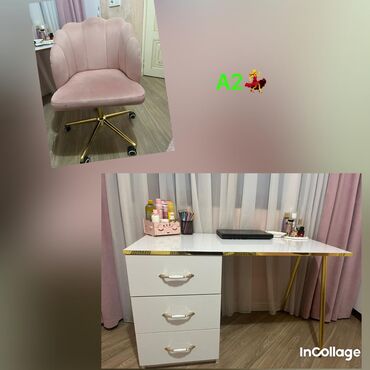 qapi ustu: AYNUR 2 💃 Manikür masası Və otracağı Təzə kimi ideal vəziyyətdə 2si