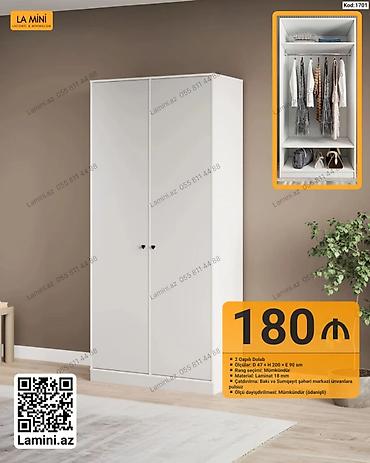 Dolablar: 2 qapılı dolab – minimalist dizayn, ağ rəng. Xüsusiyyətlər: - — 1