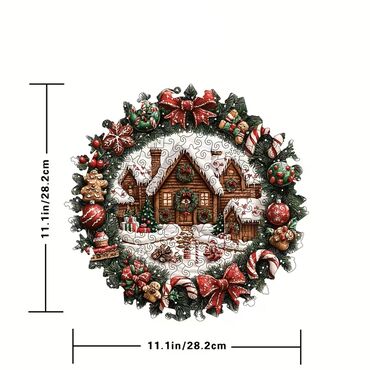 Kreativni setovi za decu: Christmas drvene puzzle NOVO Drvena slagalica 2 u 1 – Božićna kućica — 5