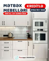 Sifarişlə mətbəx mebeli: Sifarişlə mətbəx dəsti, Özü çəkən petlələr, Mat laminat, Kredit var, Rayonlara çatdırılma, Pulsuz çatdırılma — 6
