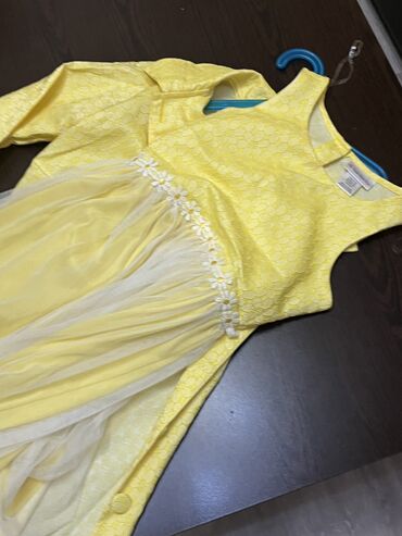 детские вещи из кореи: Детское платье цвет - Желтый