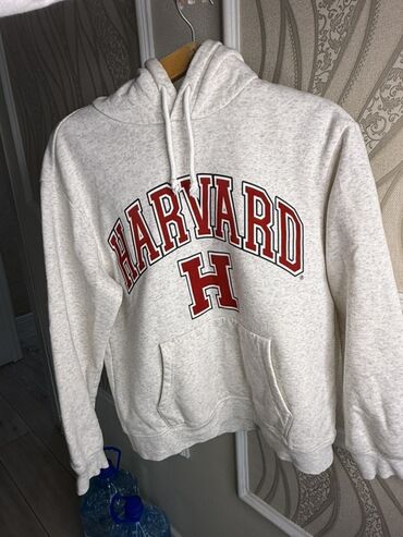 серая толстовка: Худи с принтом HARVARD б/у . Из США 🇺🇸 оригинал - Цвет: светло-серый