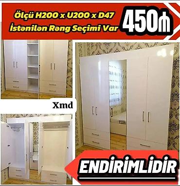 shkaf: Yeni, 5 qapı, Güzgülü, Ağ, Açılan, Düz dolab — 1