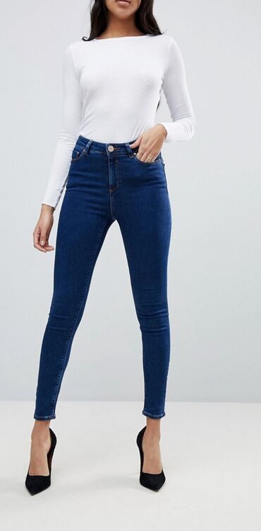 джинсы темно синие плотная джинса: Скинни, Hollister, Высокая талия