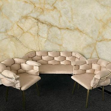 mid century namestaj: Elegantna garnitura za sedenje – trosed sa dve fotelje - Dizajn — 1