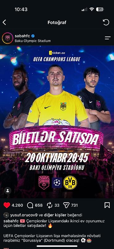 idman forma: Sabah - Borussia Dortmund

2 yan yana bilet deyerinden asagi qiymete — 2
