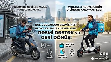 Moto-kuryer tələb olunur, İşəmuzd ödəniş, 6 ildən artıq təcrübə
