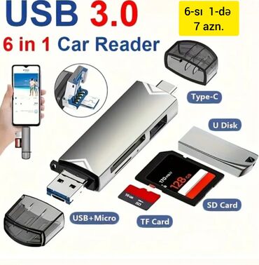 Digər ehtiyat hissələri: Çoxfunksiyalı USB-C OTG KART OXUYUCU ADAPTERİ. SD və TF kartları