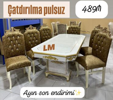 Masa və oturacaq dəstləri: Açılmayan, Dördbucaq masa, 6 stul