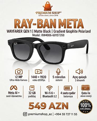 Eynəklər: Ray-Ban Meta Wayfarer (Gen 1) Polarized Grey / Graphite Polar — 1