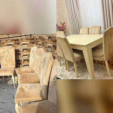 Tecili satilir// masa desti 6 eded stulla yaxsi veziyyetdedir qiymet