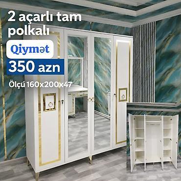 3 qapılı, güzgülü paltar şkafı – 2 açarlı, tam polkalı - Ölçü