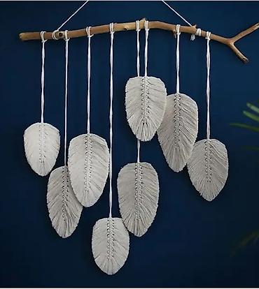 Digər ev dekoru: Makrame divar bəzəyi – əl işidir - Material: 100% pambıq iplər, taxta — 5