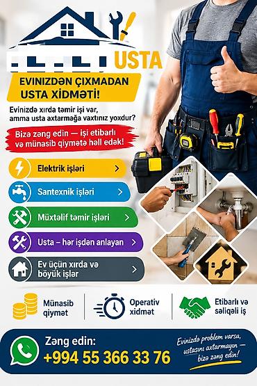Usta xidməti – evdən çıxmadan peşəkar yardım Xidmətlər: - Elektrik lalafo.az -da Usta xidməti – evdən çıxmadan peşəkar yardım Xidmətlər: - Elektrik