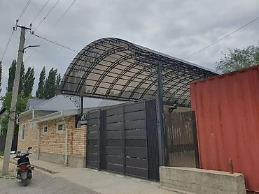 кварцевый камень: Навес и откатные/распашные ворота из металла под ключ. - Каркас — 6