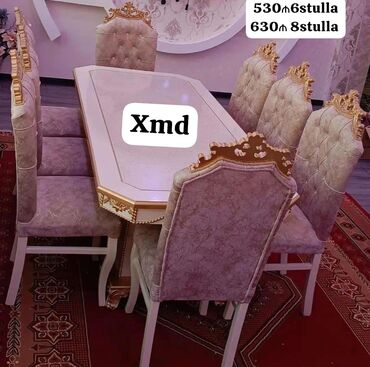 stol stul destleri qiymetleri ucuz: Для гостиной, Новый, Прямоугольный стол, 6 стульев