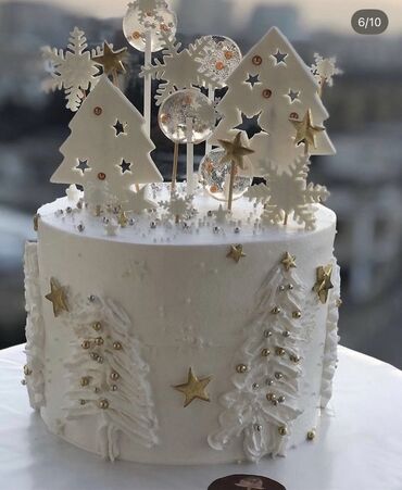 Tortlar: Yeni il mövzusunda bəzədilmiş tortlar - Şən Yeni il dizaynları: qar — 4