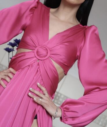 lepršave haljine za punije: One size, color - Pink, Evening, Long sleeves