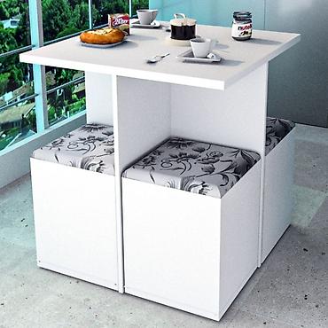 study table: Кухонный стол и стул, Новый, В рассрочку, цвет - Белый — 1