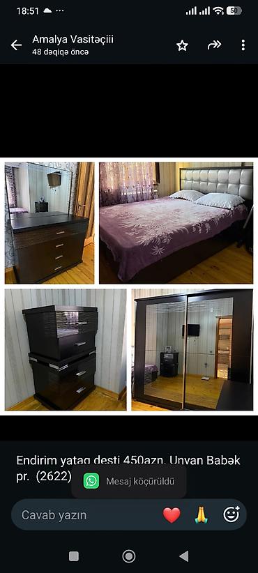 gence mebel instagram: Endirim yataq desti 450azn. Unvan Babək pr. (2622) aml — 1