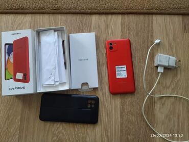 кабура: Samsung Galaxy A03, 64 ГБ, цвет - Красный, Отпечаток пальца, Две SIM карты, Face ID