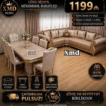 boyama seti: MDF boyalı yemək masası dəsti – 6 stul ilə - Masa ölçüsü: 1×2 m - — 5