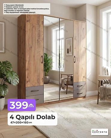 Ev üçün mebel: 4 qapılı dolab – 47×200×160 sm - Material: 18 mm laminat - Rəng — 1