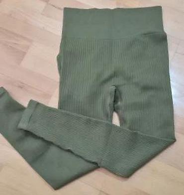 Helanke, biciklistički šortsevi: Ženske sportske helanke – maslinasto zelene - Visok struk sa širokim — 22