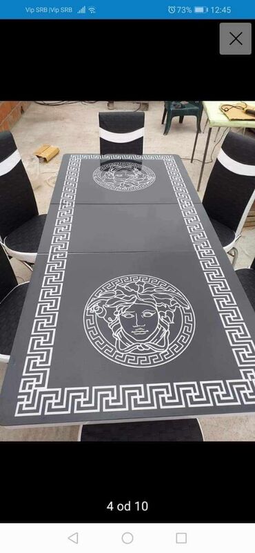 Setovi stolova i stolica: Sto - 80cm Metal noge Ploca univer Staklo 4mm stolica - metal - eko — 24