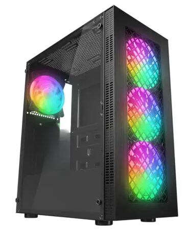 iphone 13 pro polovan cene: Rampage PLAID V1 – Gaming kućište (Mesh, Staklo, 4×12cm Auto RGB) 🖥️