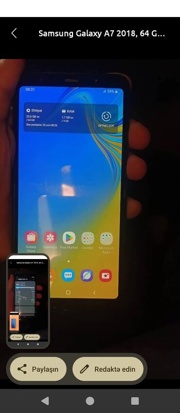 samsung раскладушка: Samsung Galaxy A7, 64 GB, rəng - Göy, Barmaq izi, İki sim kartlı