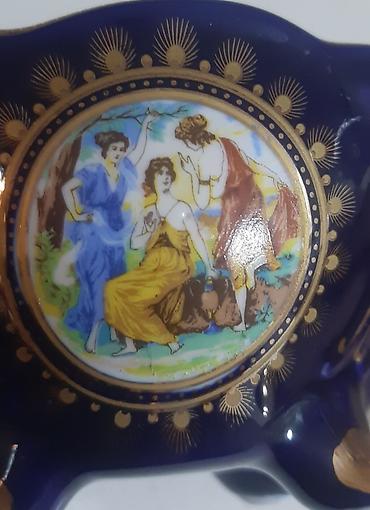 farfor nədir: Çexiya istehsalı koobalt porselen qapaqlı qənd qabı - Brend/işarə — 3