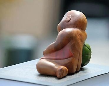 Figure: Uspavani Srećni Buda Vintaž Drvena rezbarija 1940. Sleeping Child — 4