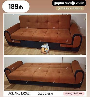 kreditle menziller: Açılan-bazalı divan - Ölçü: 210 sm - Qupka sıxlığı: 25-lik - Yastıq — 1