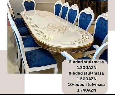 carpayı divan: Qonaq otağı üçün, Yeni, Açılmayan, Dördbucaq masa, 6 stul — 8