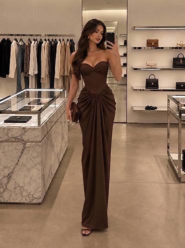 crna kosulja sivi sako: Elegantna večernja haljina – korset kroj i drapirani detalji SLIM FIT — 3