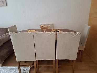 Setovi stolova i stolica: Trpezarijski set – ovalni sto od punog drveta + 6 stolica - Sto — 2