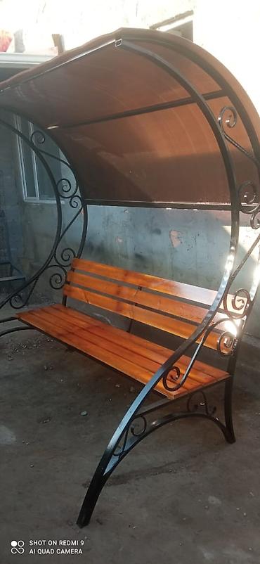 лавочки: Скамейка Металл, Со спинкой, С крышей — 4