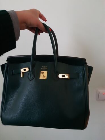 сумка глова: Hermes сумка 35см темно зелёного цвета, очеь богатый цвет