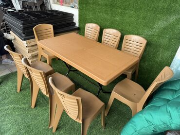 metbex mebeli ustu: Balkon üçün, Açılmayan, Dördbucaq masa, 8 stul