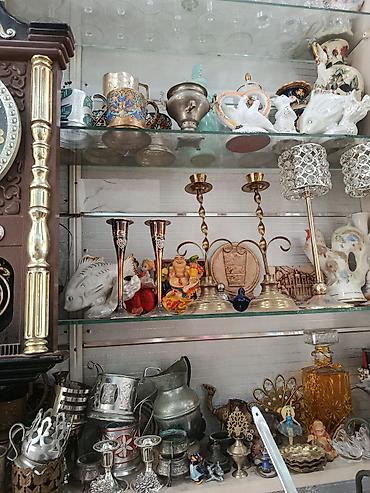 antika şamdanlar: Antik samovar və süfrə dekoru dəsti - Material: mis/latun qarışığı — 2