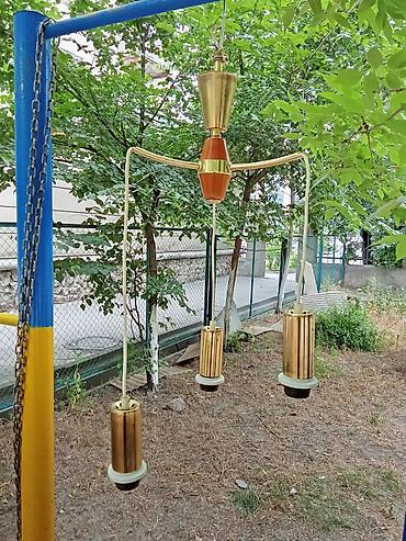 старая лампа: Подвесная люстра ретро с тремя плафонами - Тип: потолочная люстра на — 1