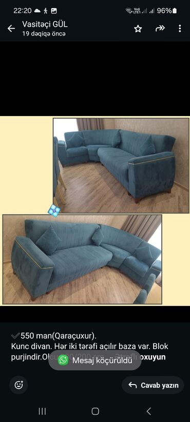 sipicka bloku: Künc divan, İşlənmiş, Açılan, Çatdırılma yoxdur