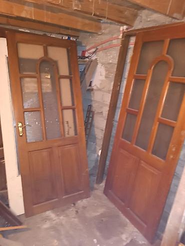 zal qapıları: Taxta iç qapılar – şüşəli klassik model - Material: bərk ağac karkas — 1
