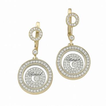 Серьги с бриллиантами: Артикул: 35743 35743 Серьги Chopard в желтом золоте 585 пробы — 1